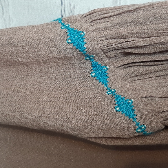 Ciel tunic top L embroidered excellent con boho ruffled elastic sleeve ⁰ - Picture 6 of 12